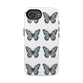 Butterfly Pattern Tough Phone Case — Vintage Teal Floral Protective Cover