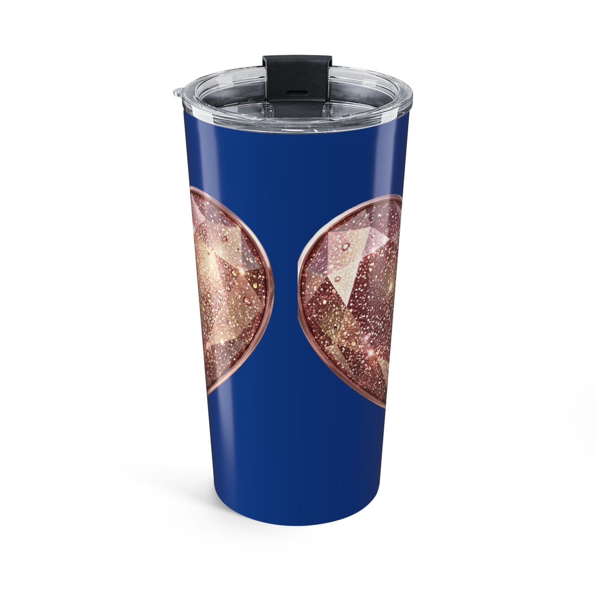 20oz Navy Tumbler with Rose Gold Glitter Star Coasters Design