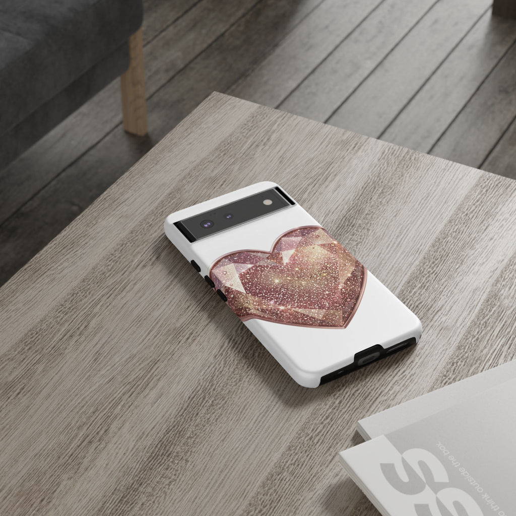 Rose Gold Glitter Crystal Heart Phone Case