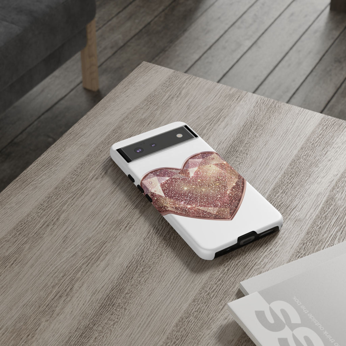 Rose Gold Glitter Crystal Heart Phone Case