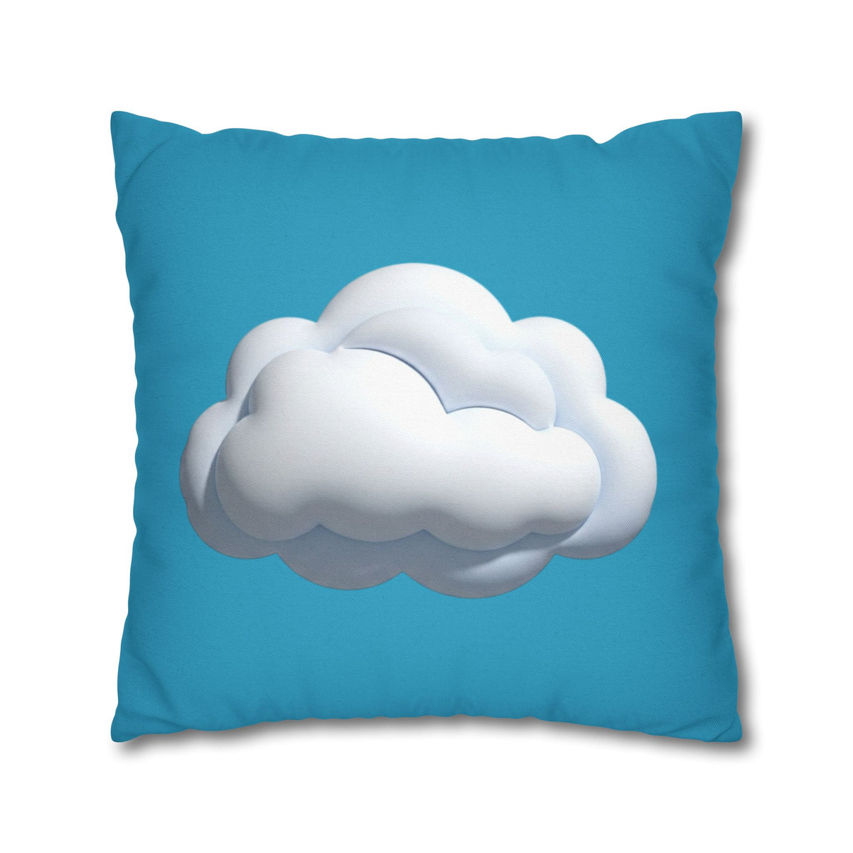 Cloud Print Turquoise Pillowcase – Cute White Cloud on Blue Decorative Throw Pillow Cover