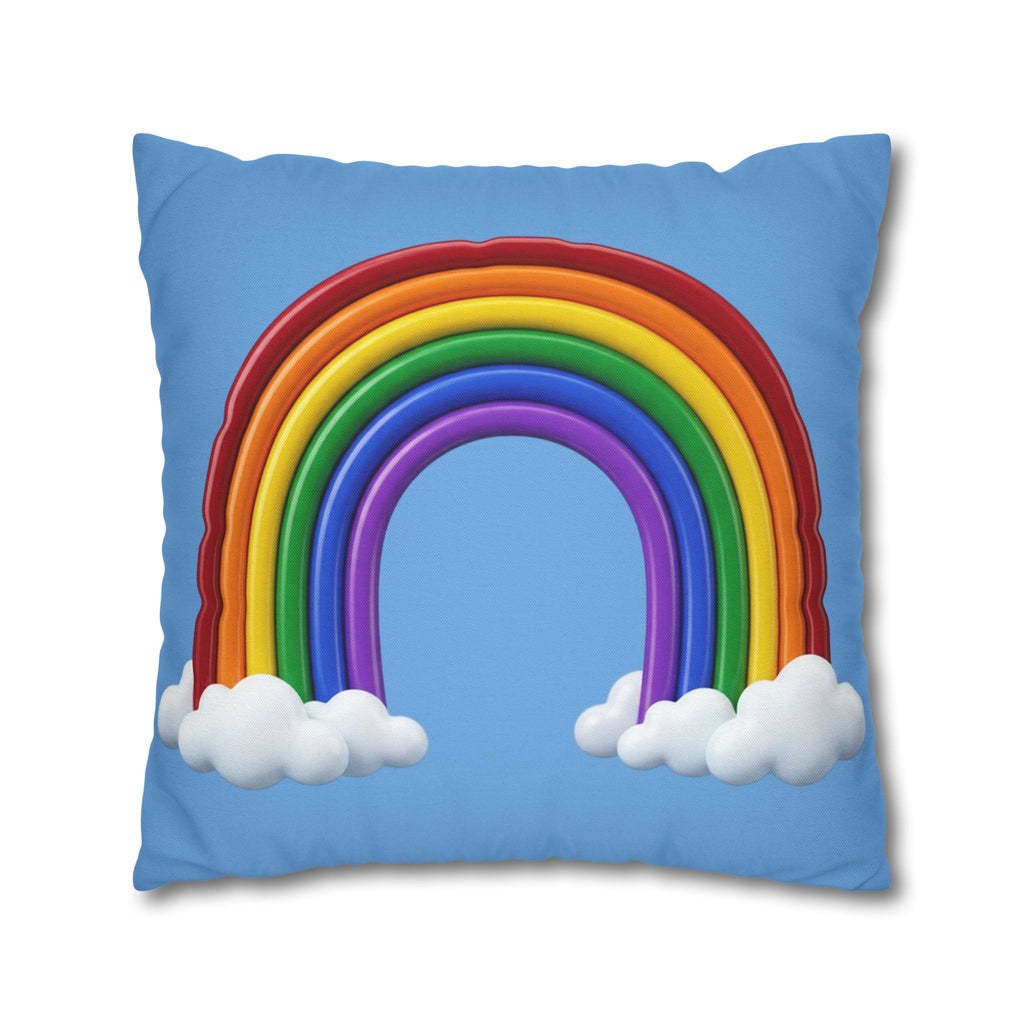 Rainbow Light Blue Spun Polyester Square Pillowcase