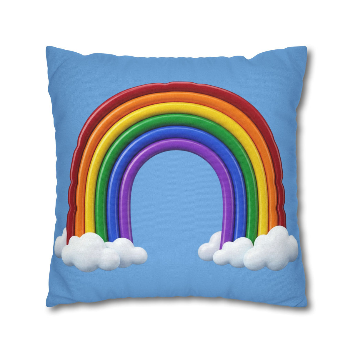 Rainbow Light Blue Spun Polyester Square Pillowcase