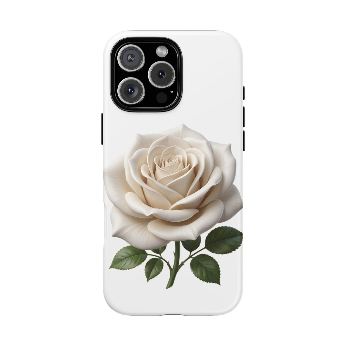 White Rose Tough Phone Case – Elegant Floral Protective Cover
