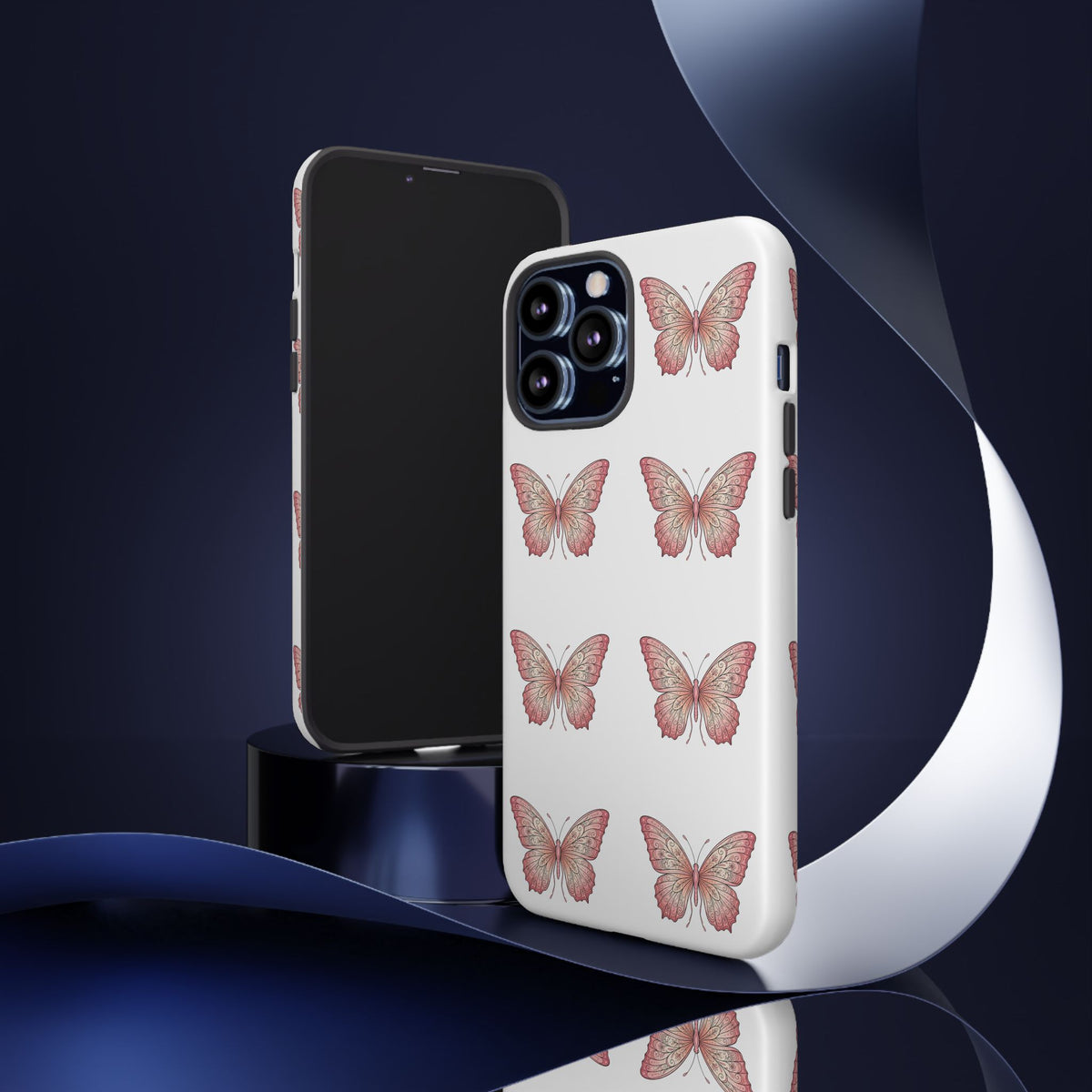 Pink Butterfly Tough Phone Case — Floral Pattern Protective Cover