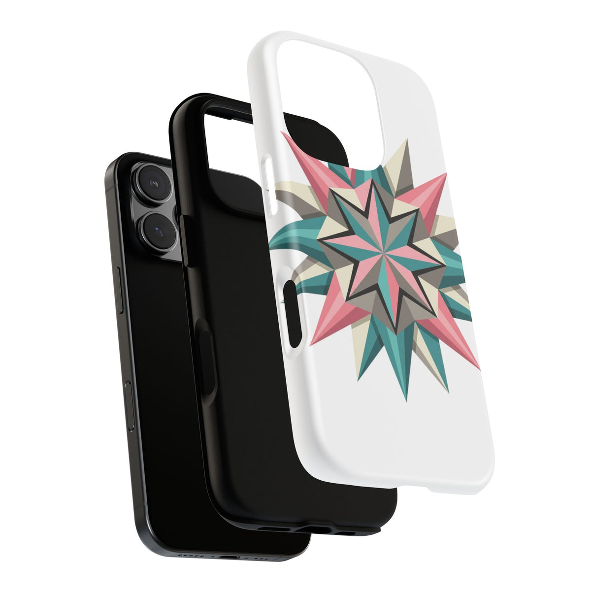 Geometric Star Tough Phone Case – Pink Teal Compass Design