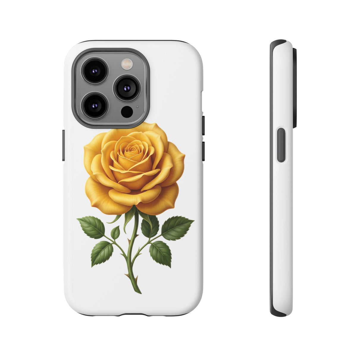Yellow Rose Phone Case — Vintage Floral Tough Protective Cover