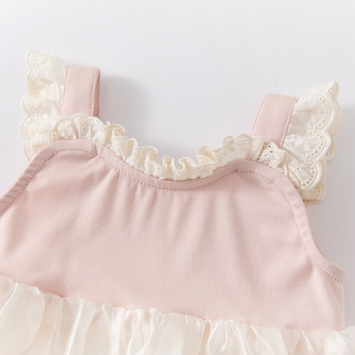 Sleeveless Bow Lace Top Dress for Toddlers and Babies, Sweet Floral Dress for Girls