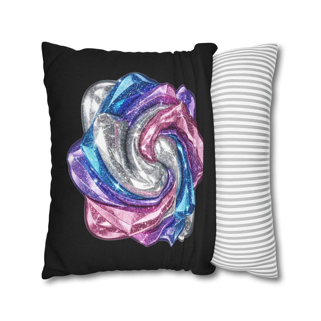 3D Glitter Design Black Spun Polyester Square Pillowcase