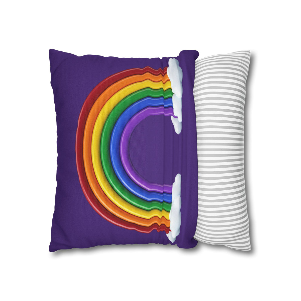 Rainbow Dark Purple Spun Polyester Square Pillowcase