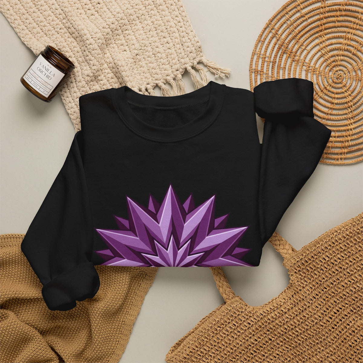 Purple Geometric Starburst Crewneck Sweatshirt