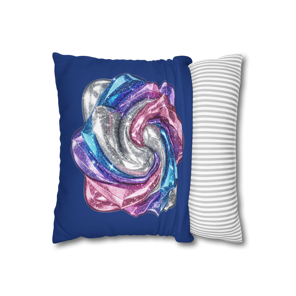 3D Glitter Design Navy Spun Polyester Square Pillowcase