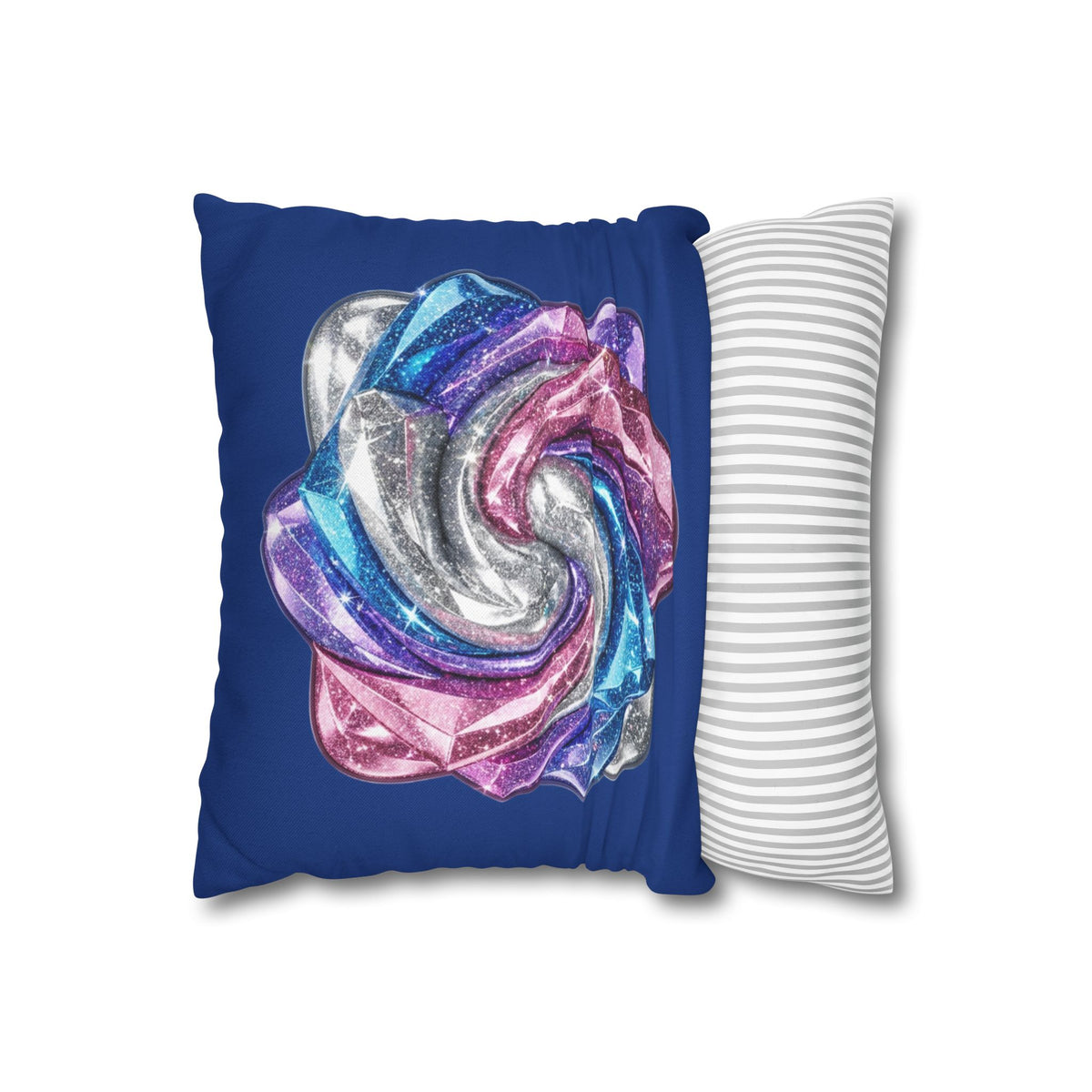 3D Glitter Design Navy Spun Polyester Square Pillowcase