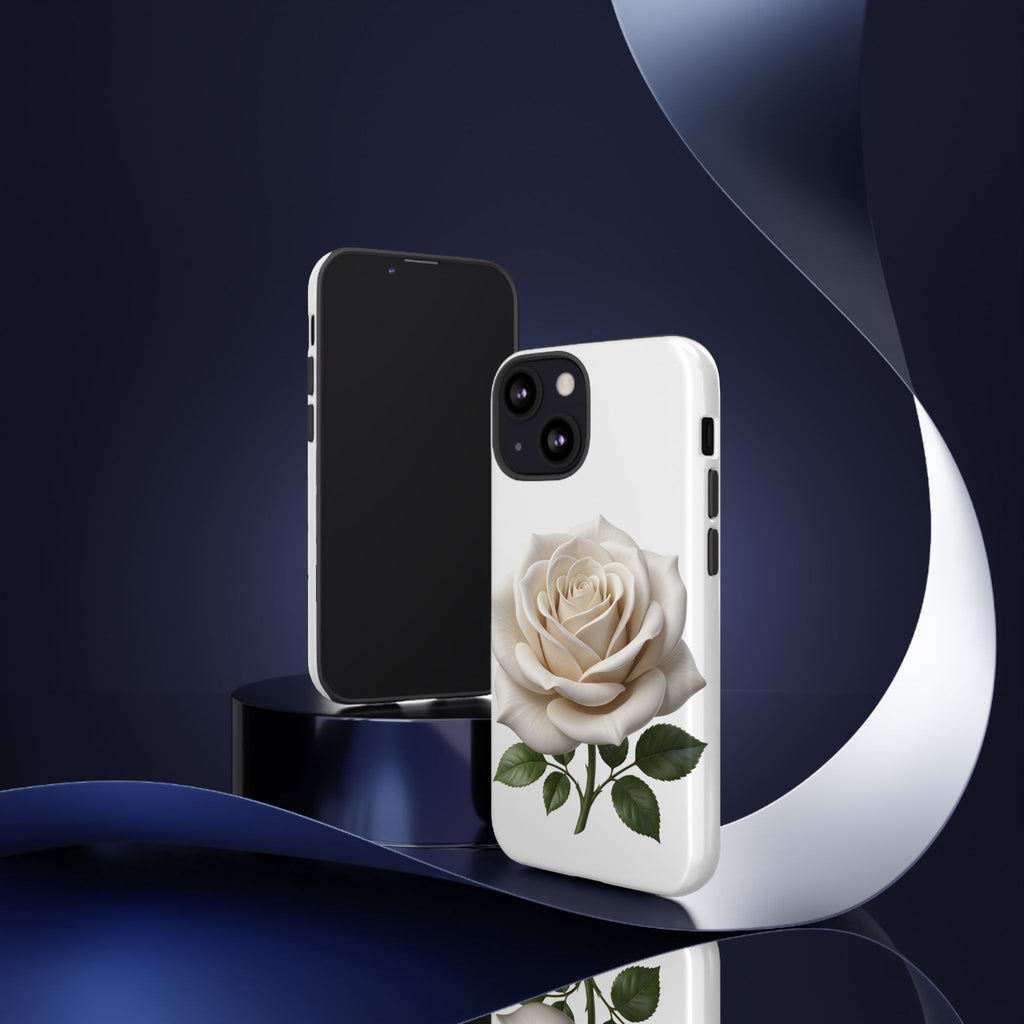 White Rose Tough Phone Case – Elegant Floral Protective Cover