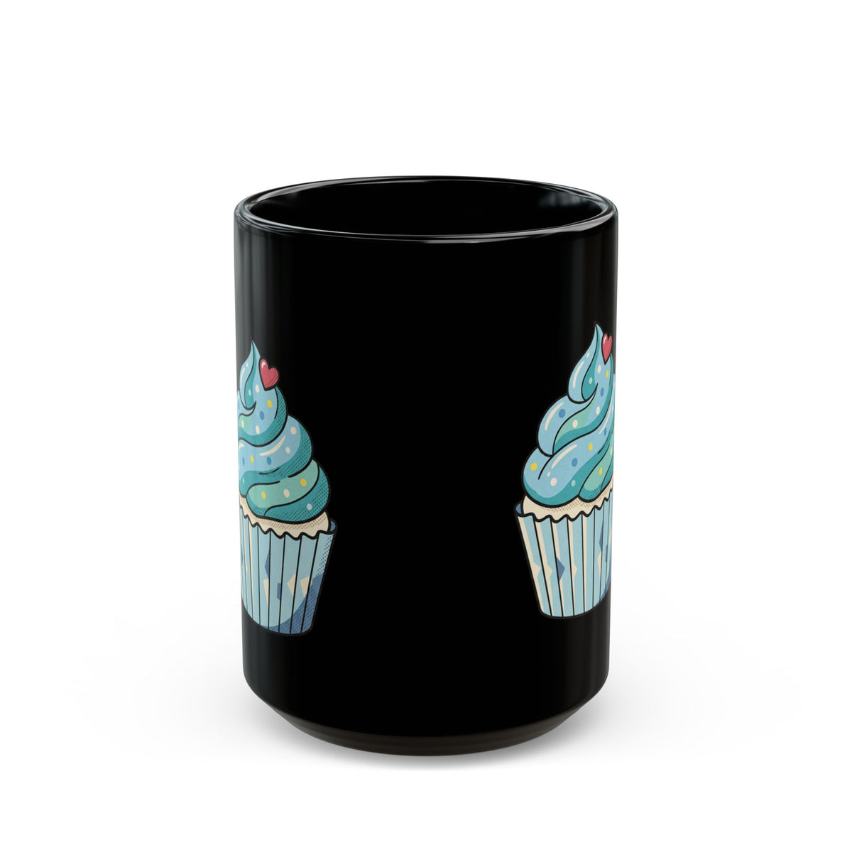 Blue Frosting Cupcake Black Mug (11oz, 15oz)