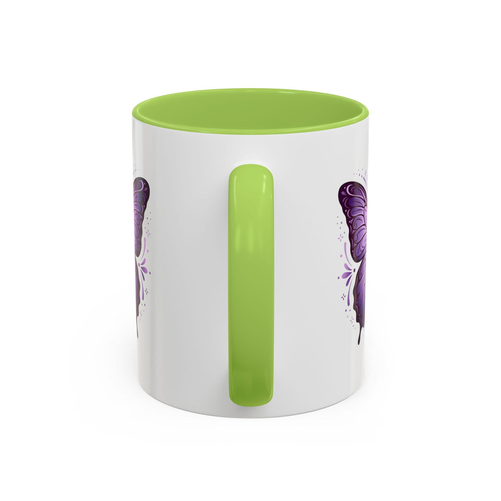 Purple Butterfly Accent Coffee Mug — 11oz & 15oz Decorative Tea Cup