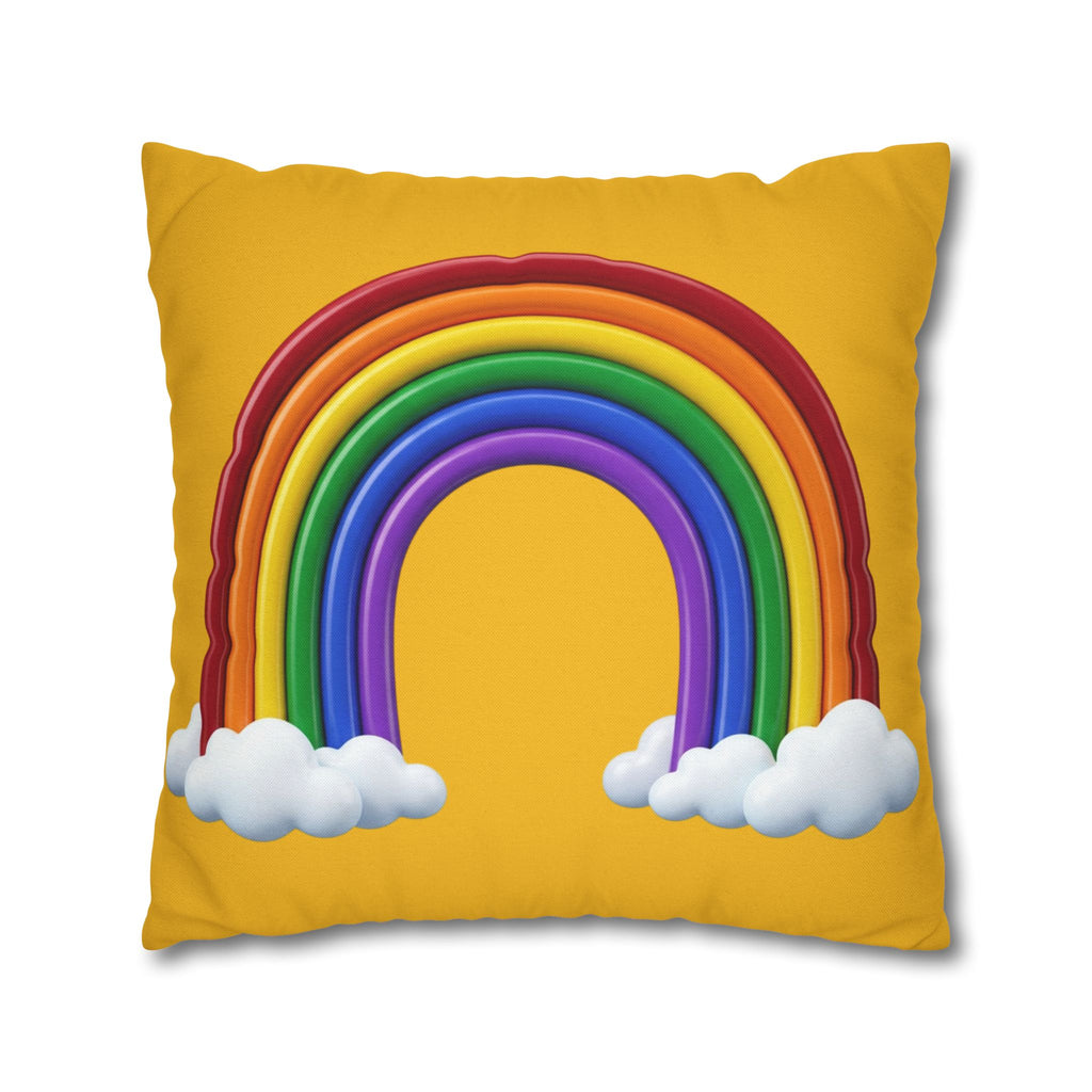 Rainbow Yellow Spun Polyester Square Pillowcase