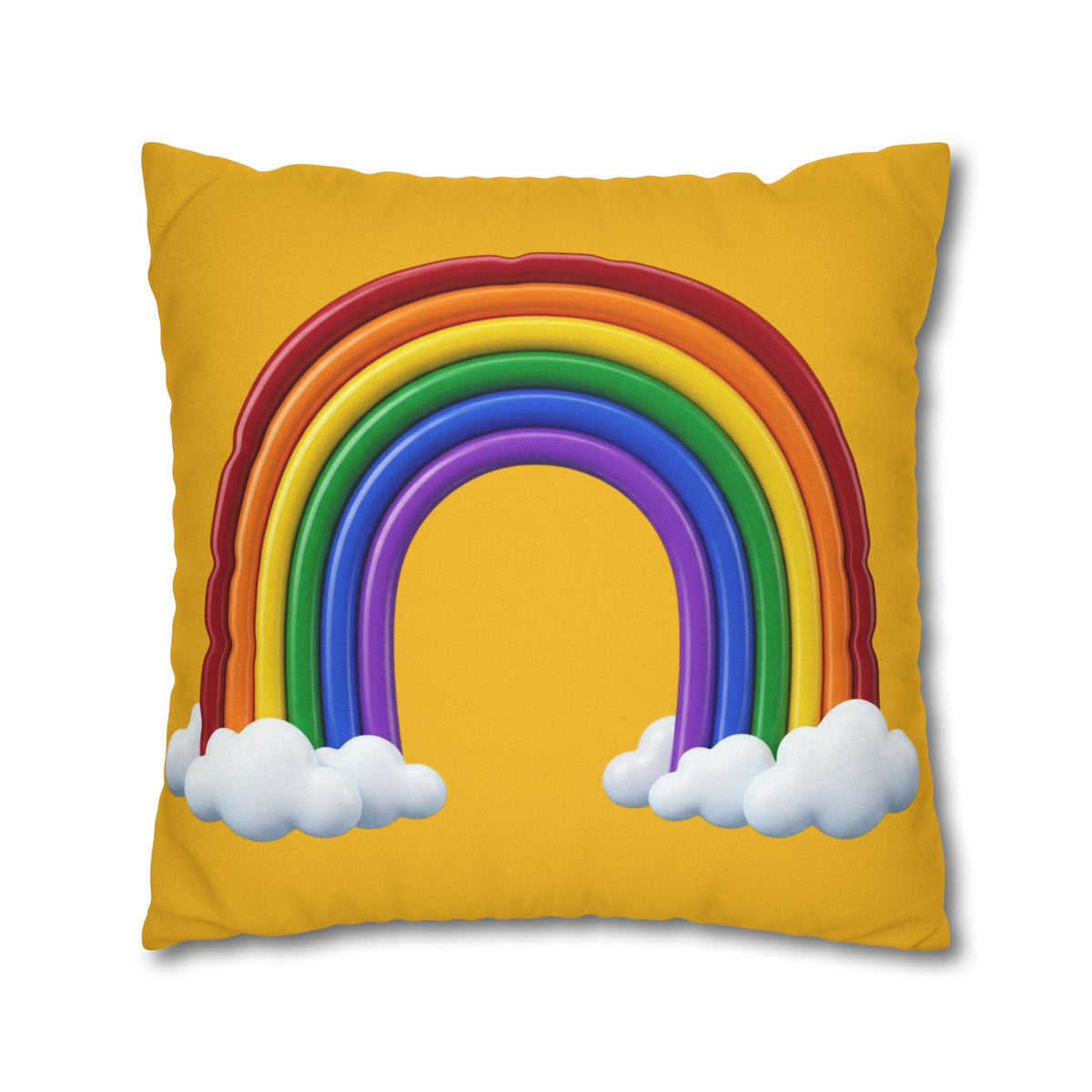 Rainbow Yellow Spun Polyester Square Pillowcase
