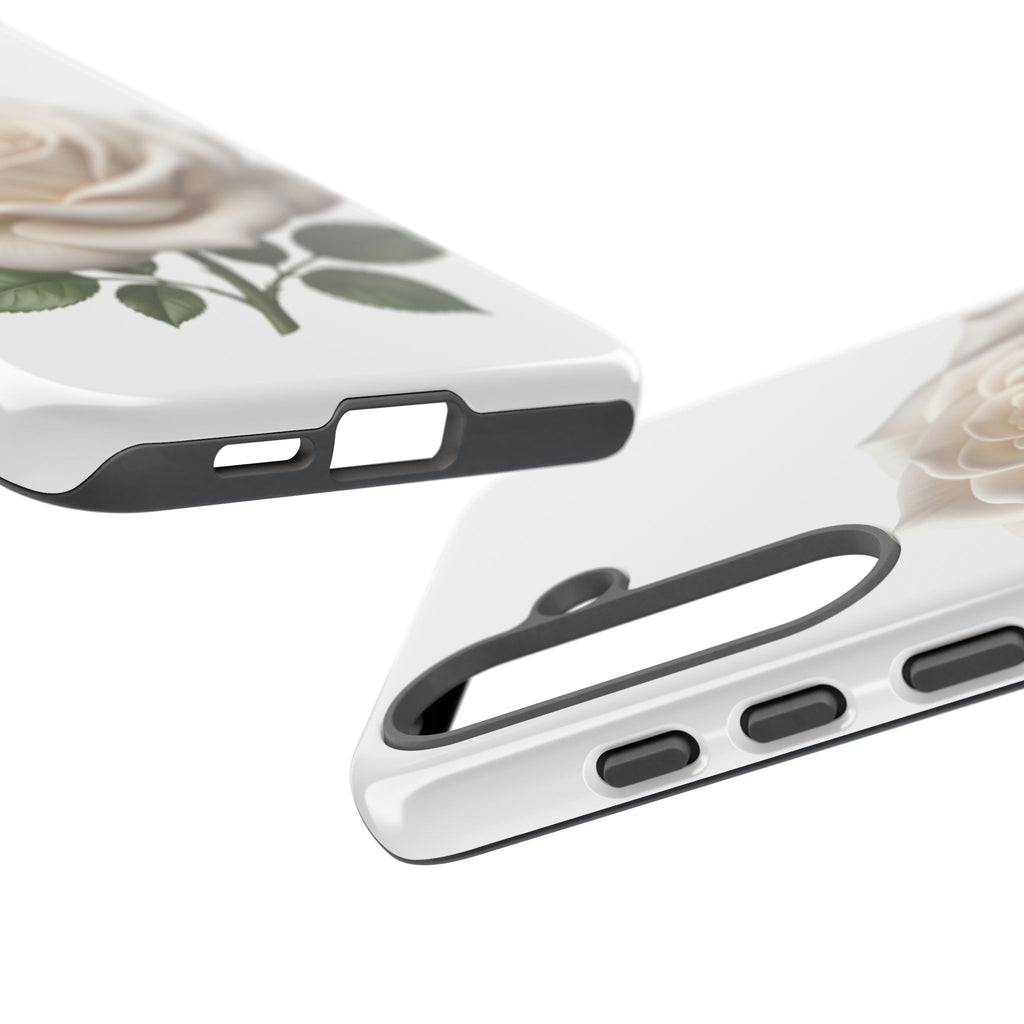 White Rose Tough Phone Case – Elegant Floral Protective Cover