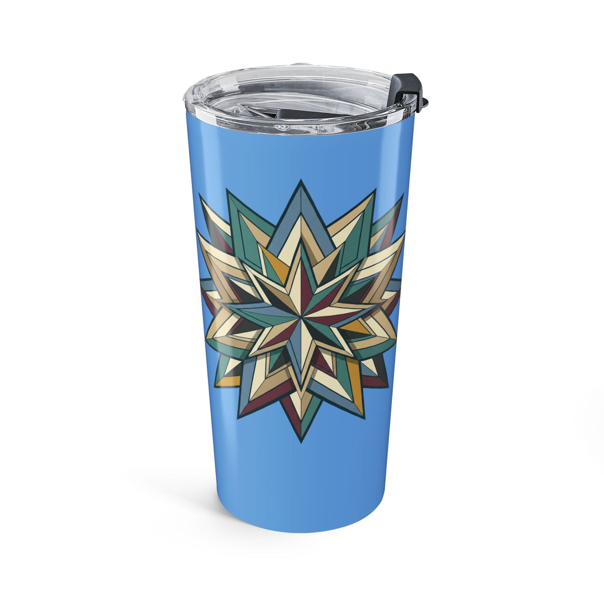 20oz Starburst Tumbler — Geometric Navajo-Inspired Travel Mug- Light Blue