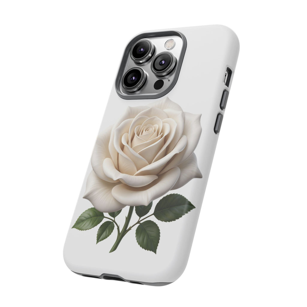 White Rose Tough Phone Case – Elegant Floral Protective Cover