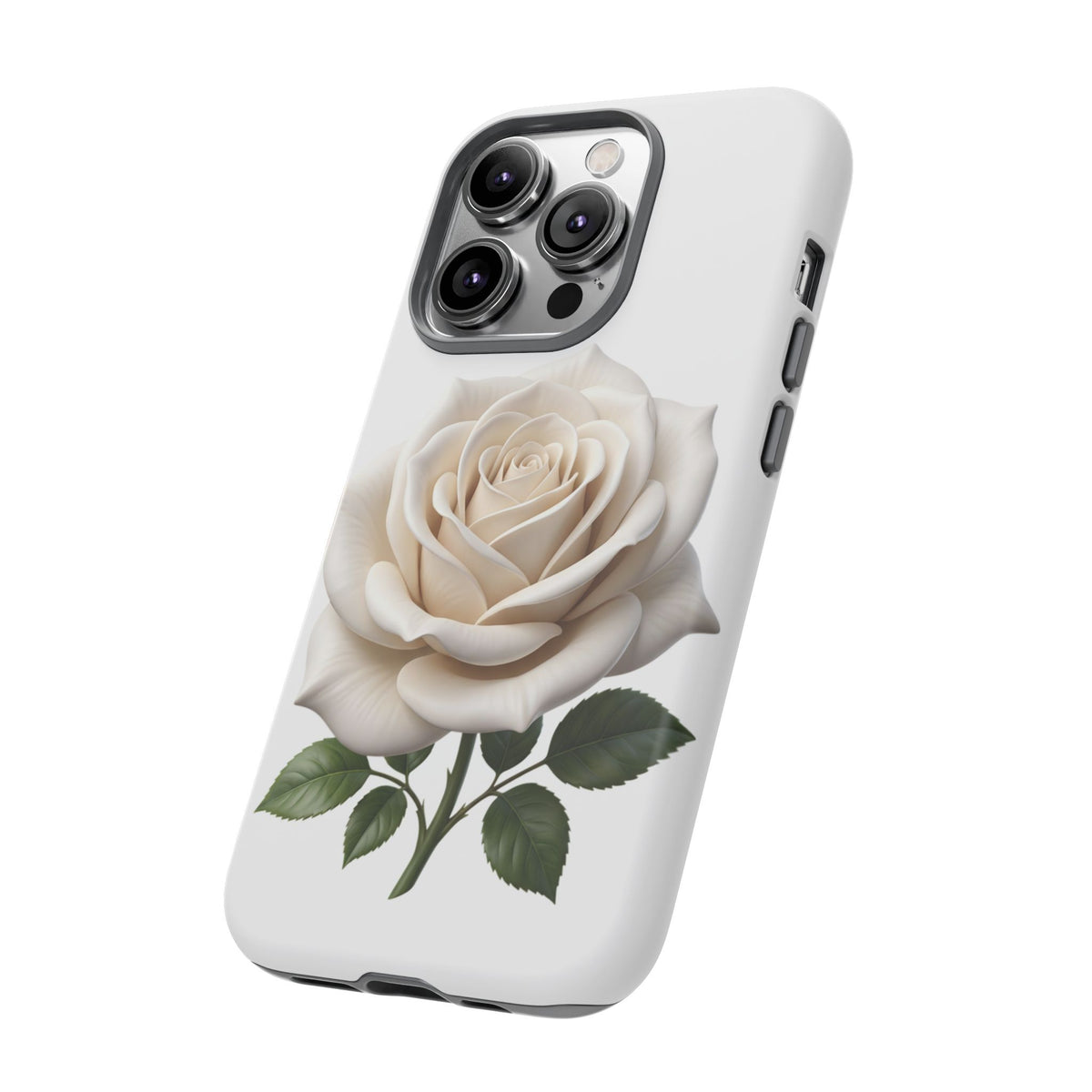 White Rose Tough Phone Case – Elegant Floral Protective Cover