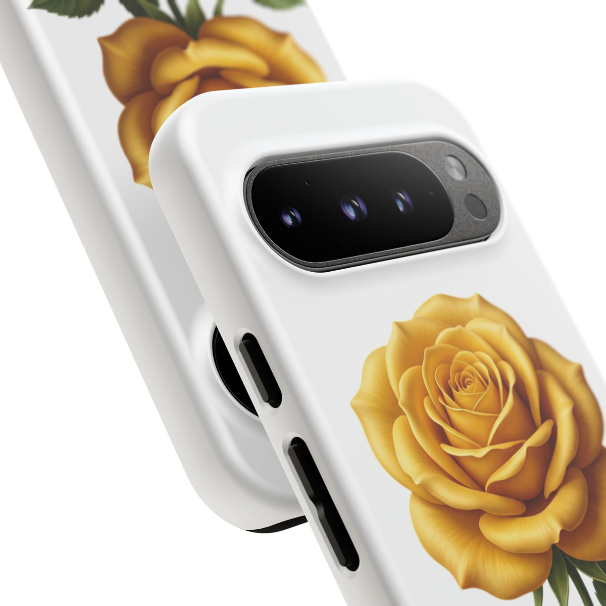 Yellow Rose Phone Case — Vintage Floral Tough Protective Cover