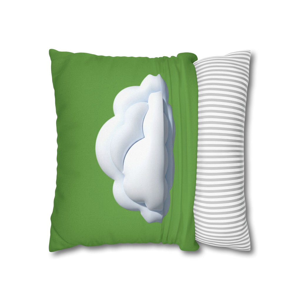 Green Cloud Decorative Pillowcase — Soft White Cloud Accent Cushion Cover