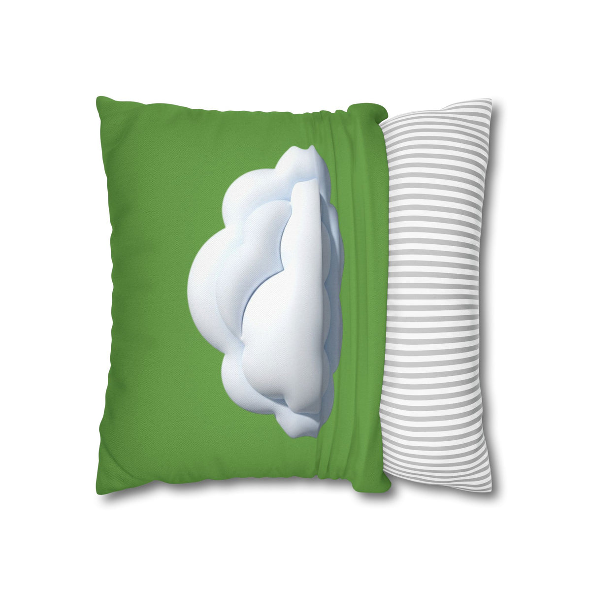 Green Cloud Decorative Pillowcase — Soft White Cloud Accent Cushion Cover