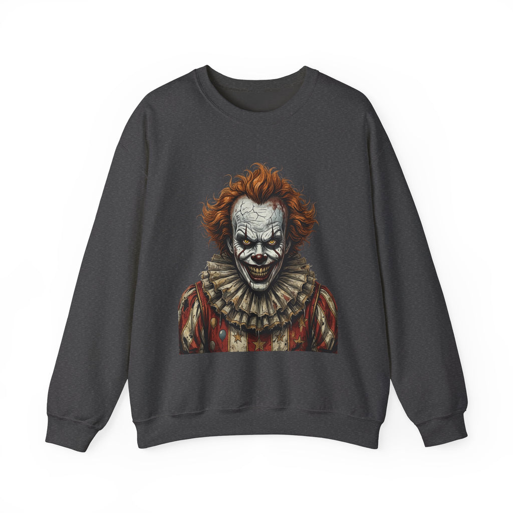 Creepy Clown Crewneck Sweatshirt – Horror Movie Inspired Graphic