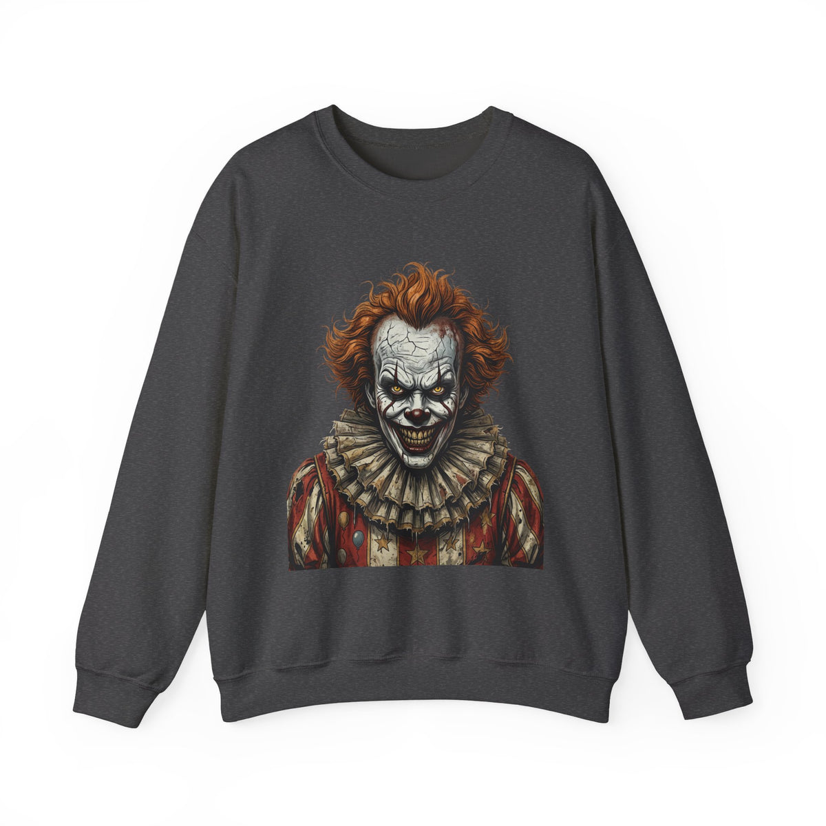 Creepy Clown Crewneck Sweatshirt – Horror Movie Inspired Graphic