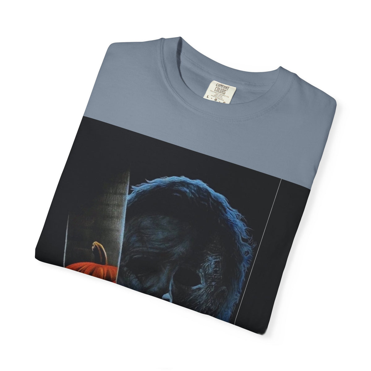 T-Shirt — Halloween Split-Face Pumpkin & Michael Myers Horror Graphic
