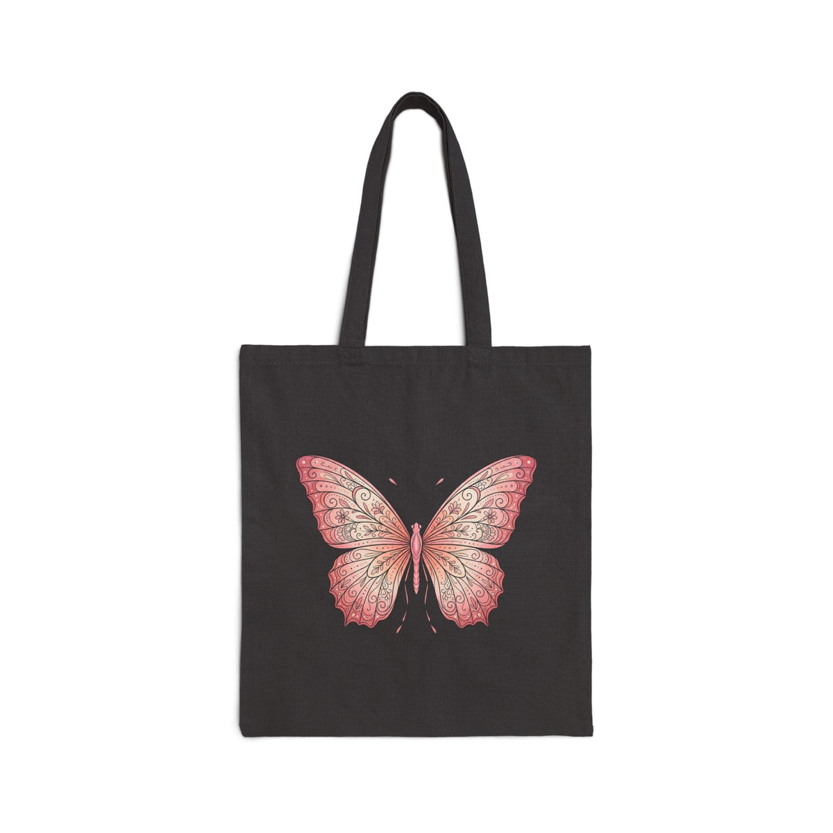 Butterfly Canvas Tote Bag — Vintage Pink Floral Wing Eco Market Bag