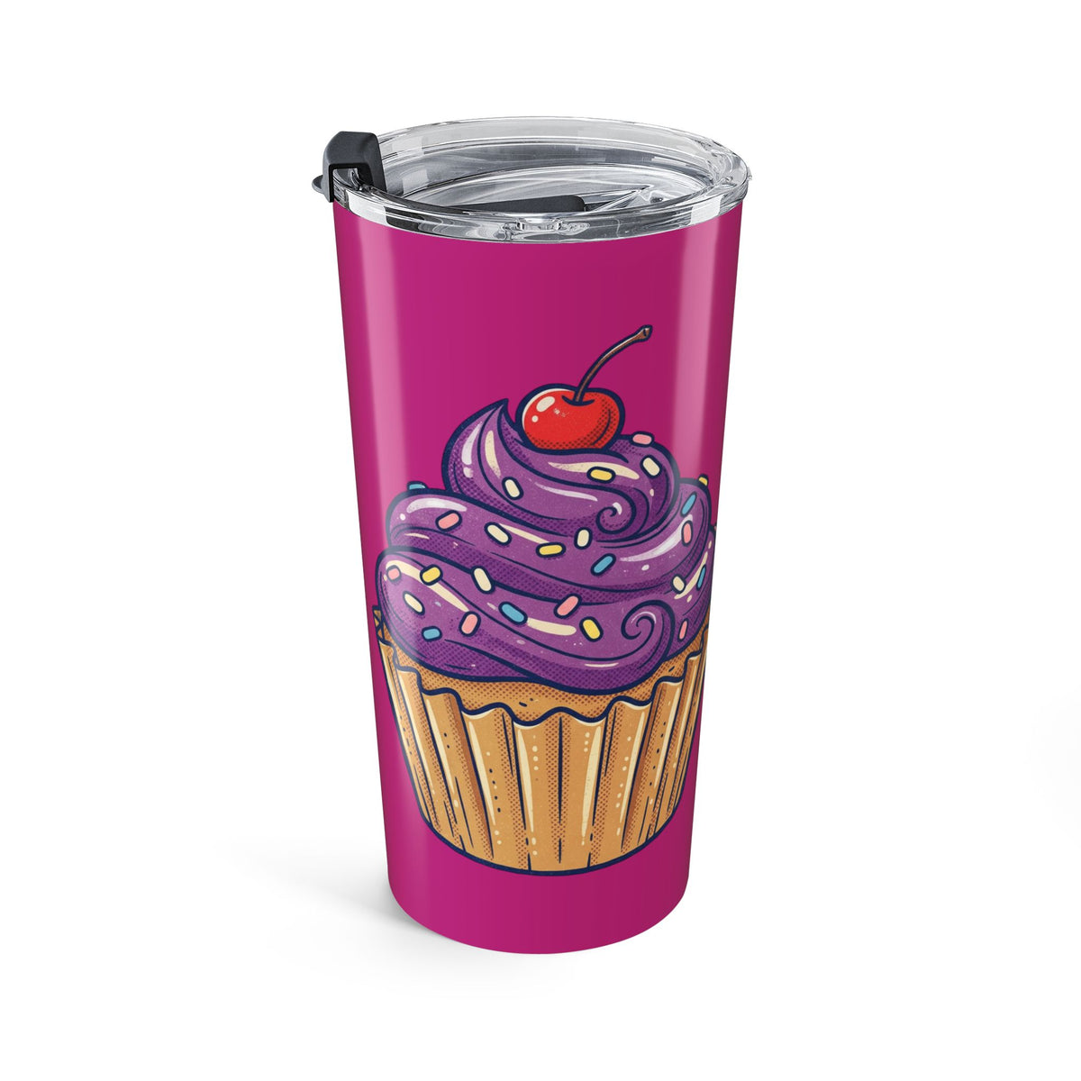 20oz Cupcake Tumbler Magenta – Purple Frosting Insulated Travel Cup