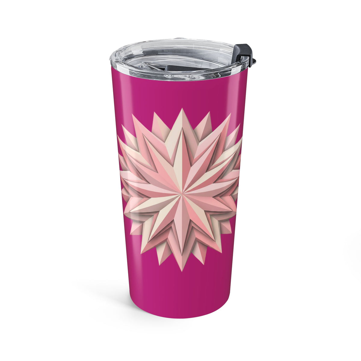 20oz Starburst Floral Tumbler — Pink Geometric Insulated Drink Cup- Magenta