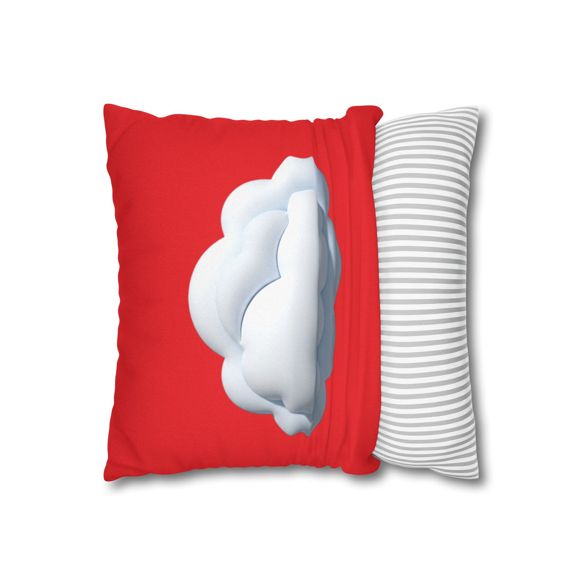 Cloud Graphic Red Pillowcase — Red Cute Cloud Decor