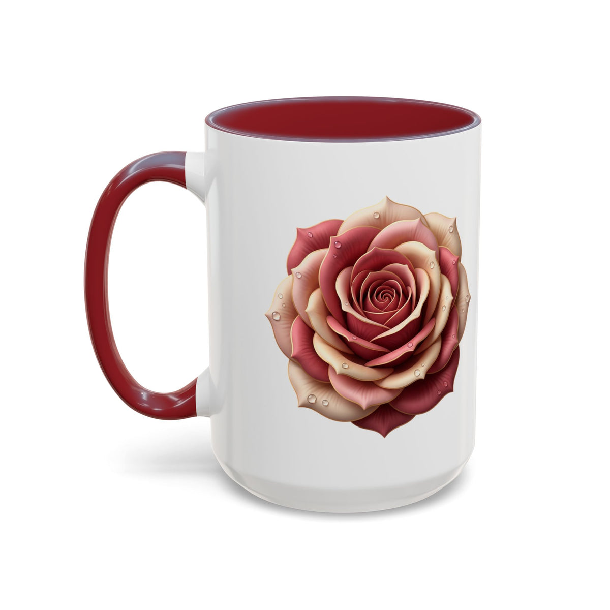 Rose Waterdrop Accent Coffee Mug — Floral 11/15oz
