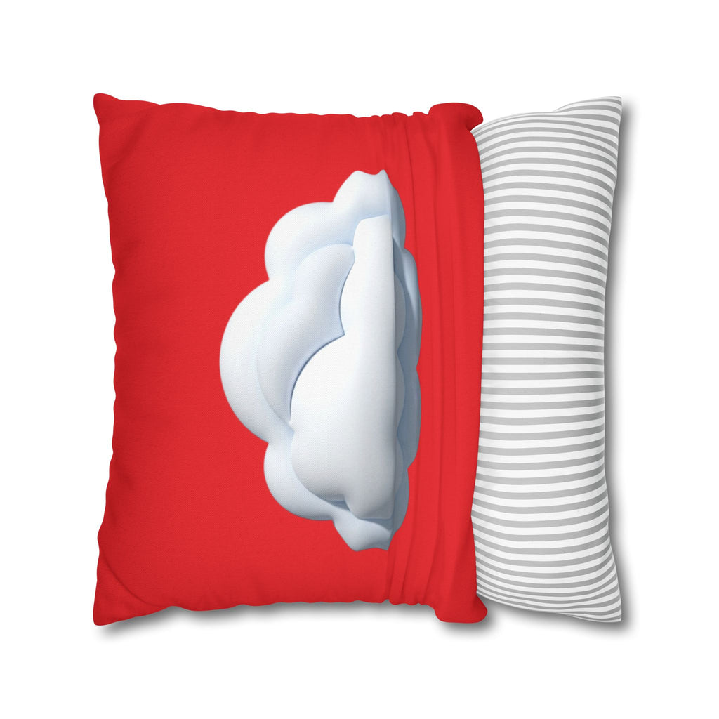 Cloud Graphic Red Pillowcase — Red Cute Cloud Decor