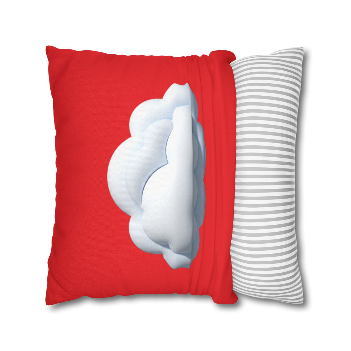 Cloud Graphic Red Pillowcase — Red Cute Cloud Decor