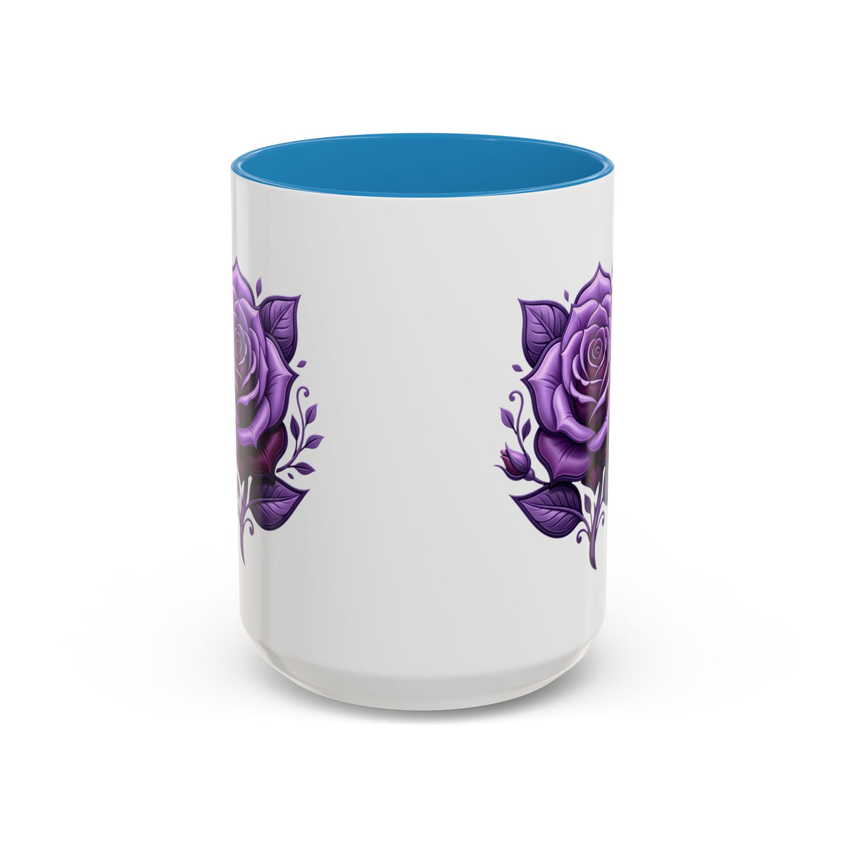Purple Rose Accent Coffee Mug — Floral Gothic Tea Cup for Women & Gifts