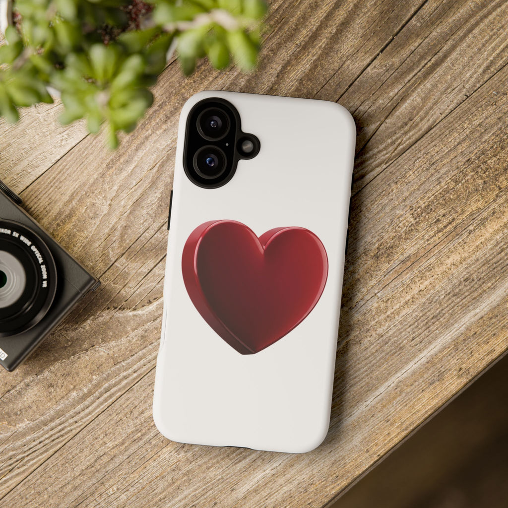 Heart Tough Phone Case - Red 3D Heart Protective Phone Case