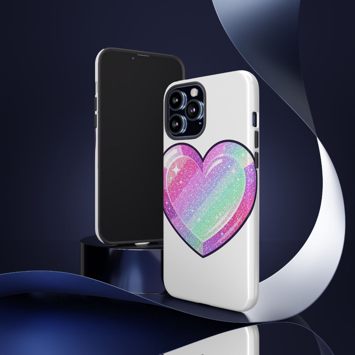 Pastel Glitter Heart Tough Phone Case — Cute Protective Phone Cover