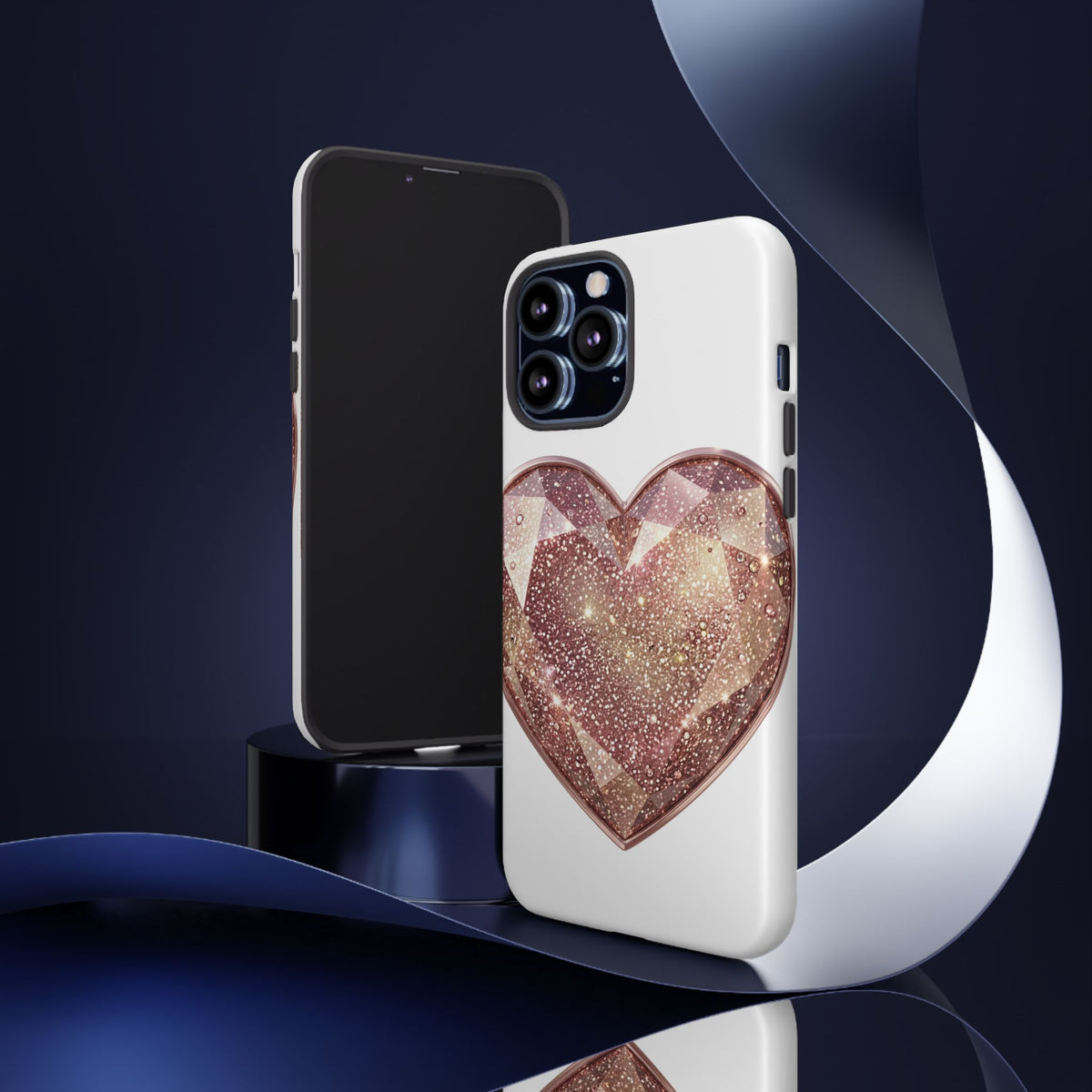 Rose Gold Glitter Crystal Heart Phone Case