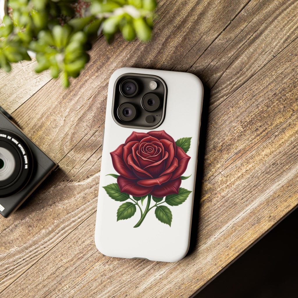 Rose Phone Case — Vintage Red Rose Floral Protective Cover
