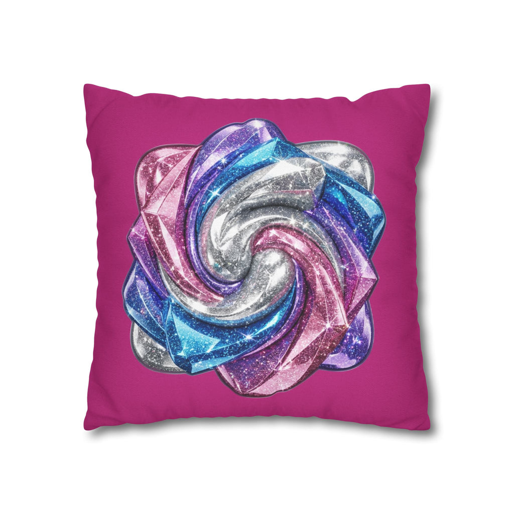 3D Glitter Design Magenta Spun Polyester Square Pillowcase