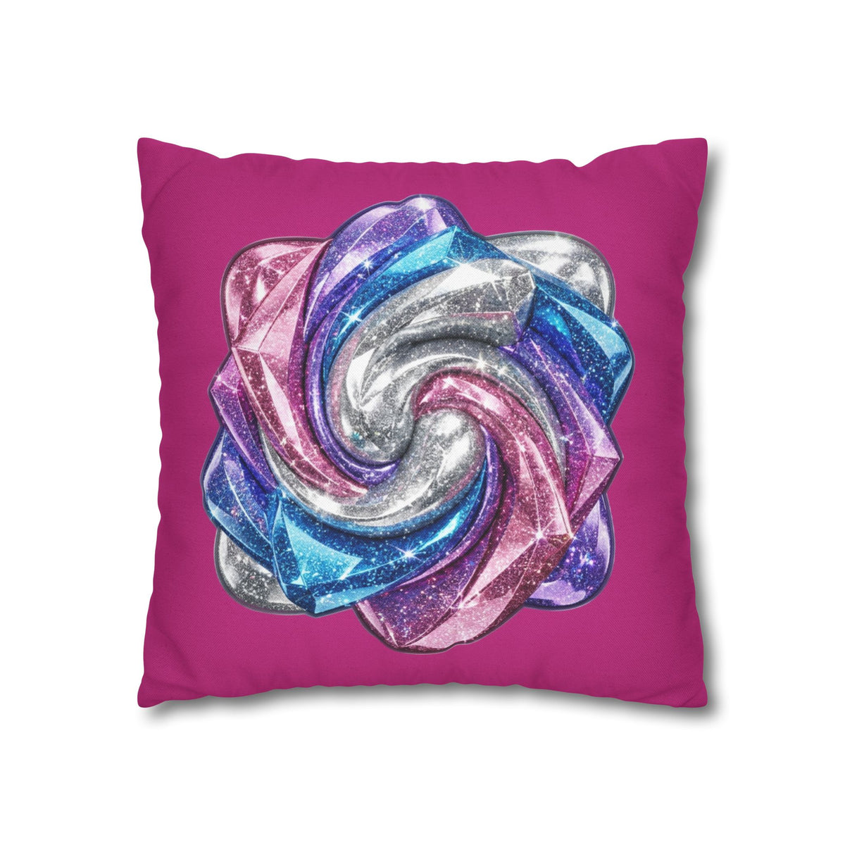 3D Glitter Design Magenta Spun Polyester Square Pillowcase