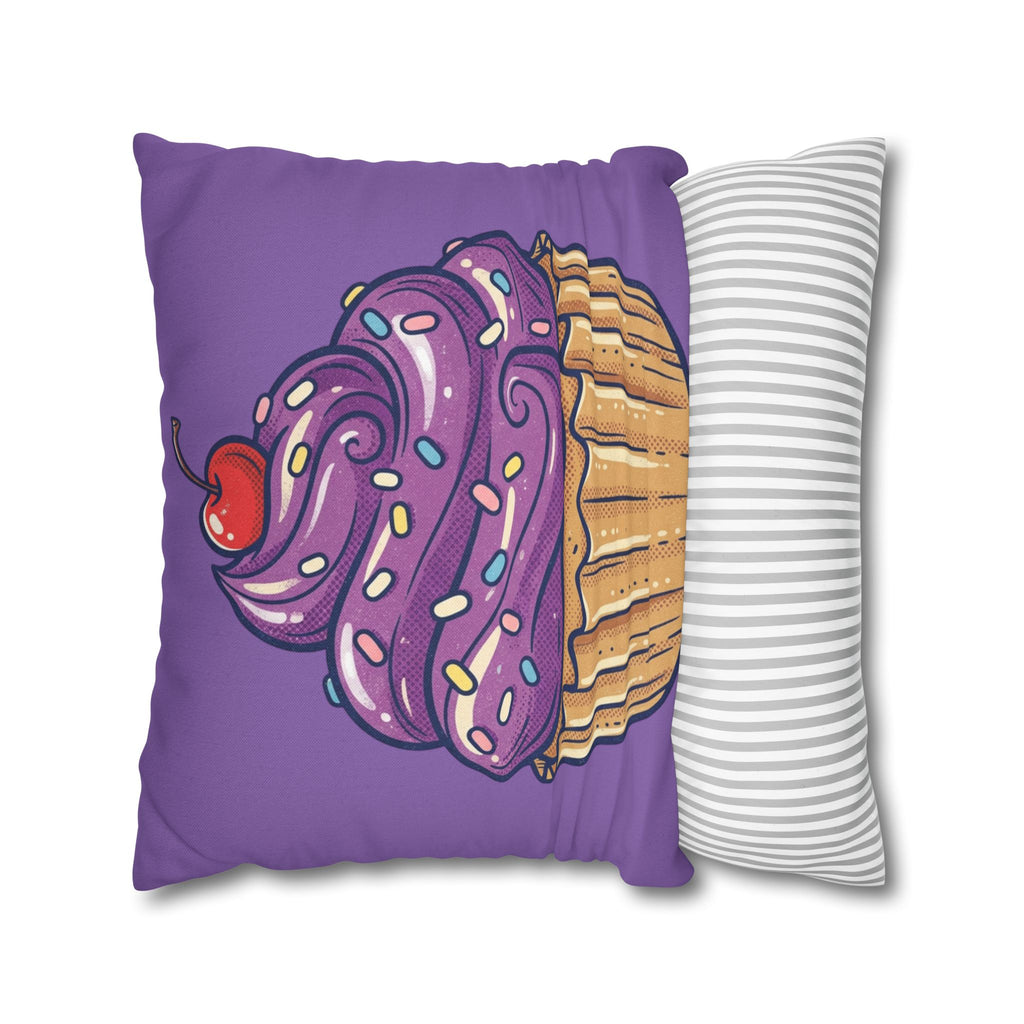 Cupcake Art Pillowcase — Purple Cupcake Decorative Throw Pillow Cover- Light Purple