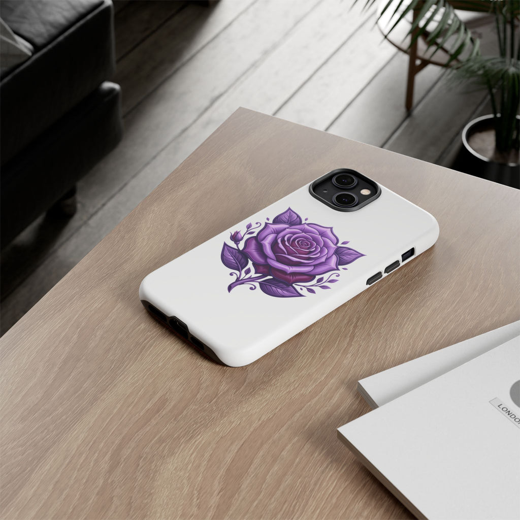Purple Rose Tough Phone Case — Floral Protective Phone Cover
