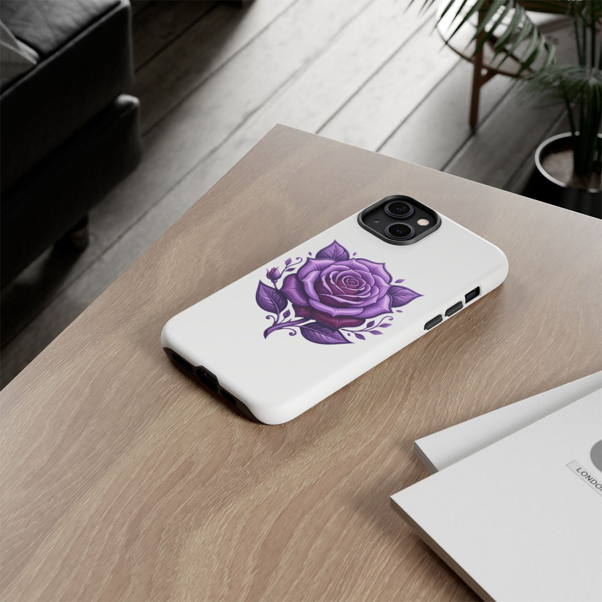 Purple Rose Tough Phone Case — Floral Protective Phone Cover