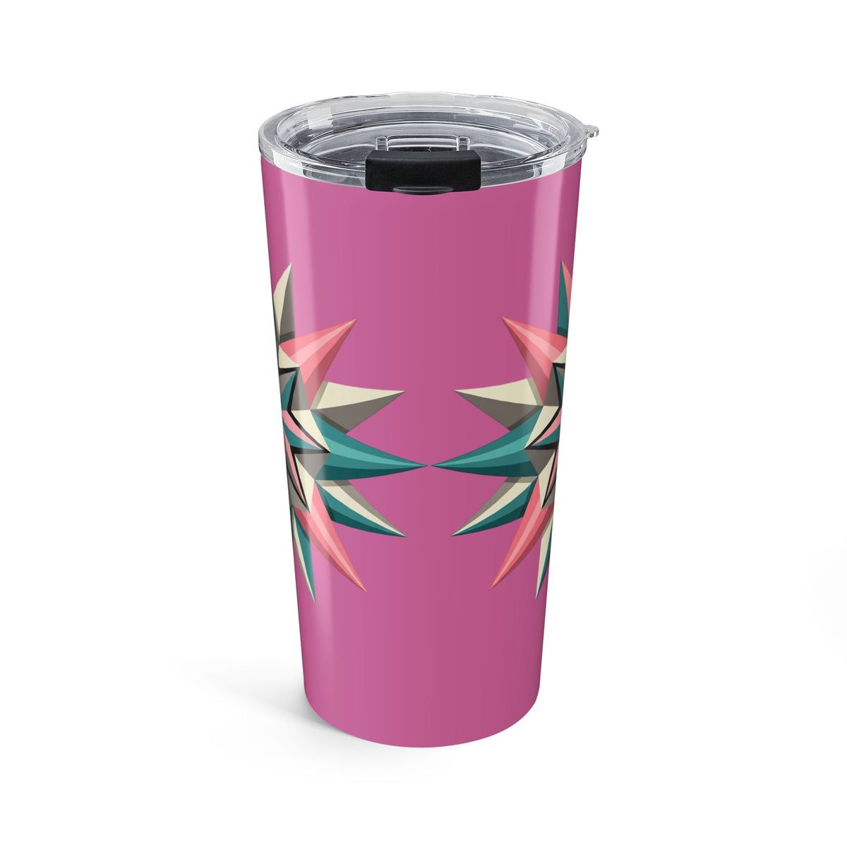Pink Geometric Star 20oz Tumbler — Insulated Travel Cup- Light Pink